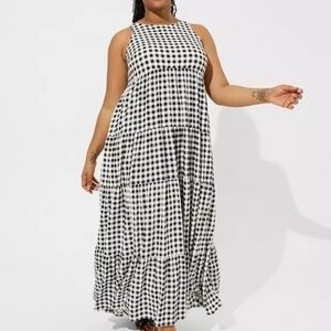 Torrid Black and White Tiered Ruffled Maxi Sundress